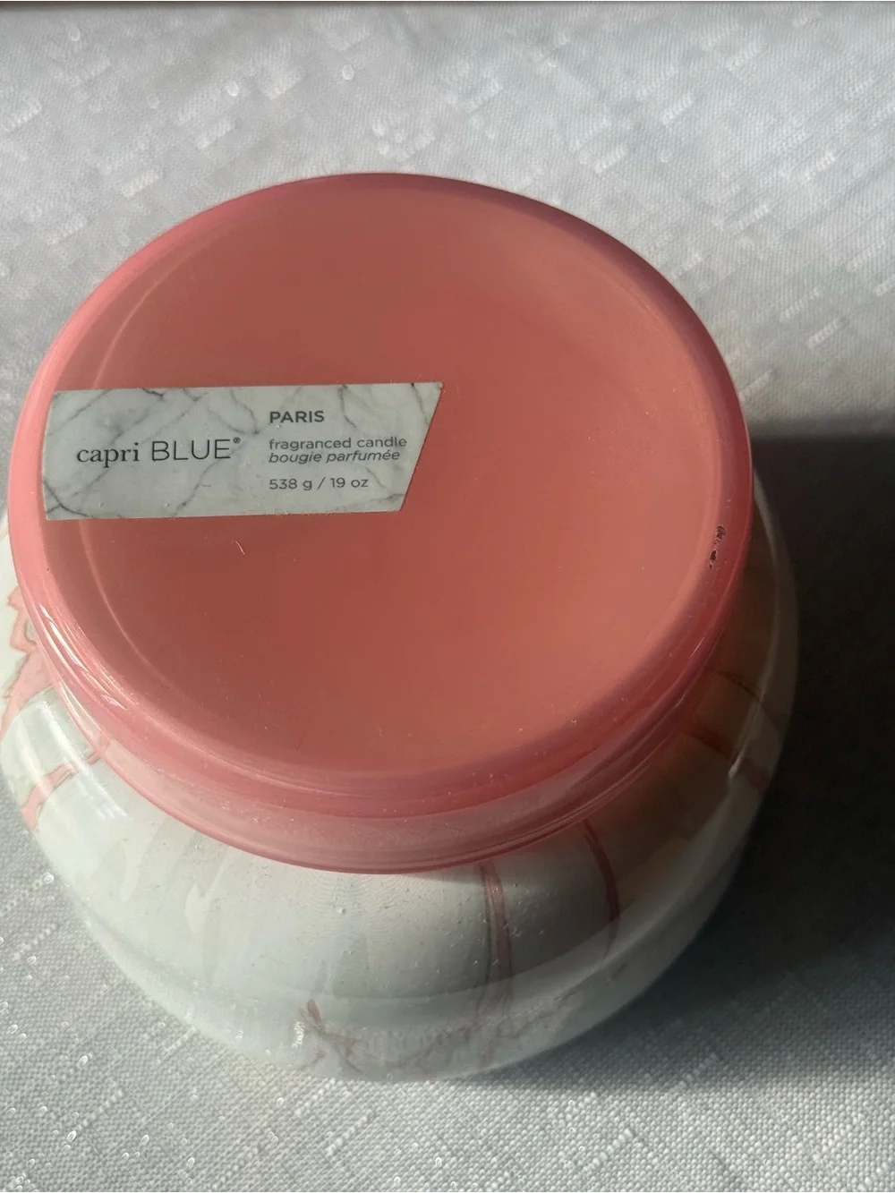 Capri Blue Paris 19 oz Modern Marble Candle Pink Lid NEW Unburned